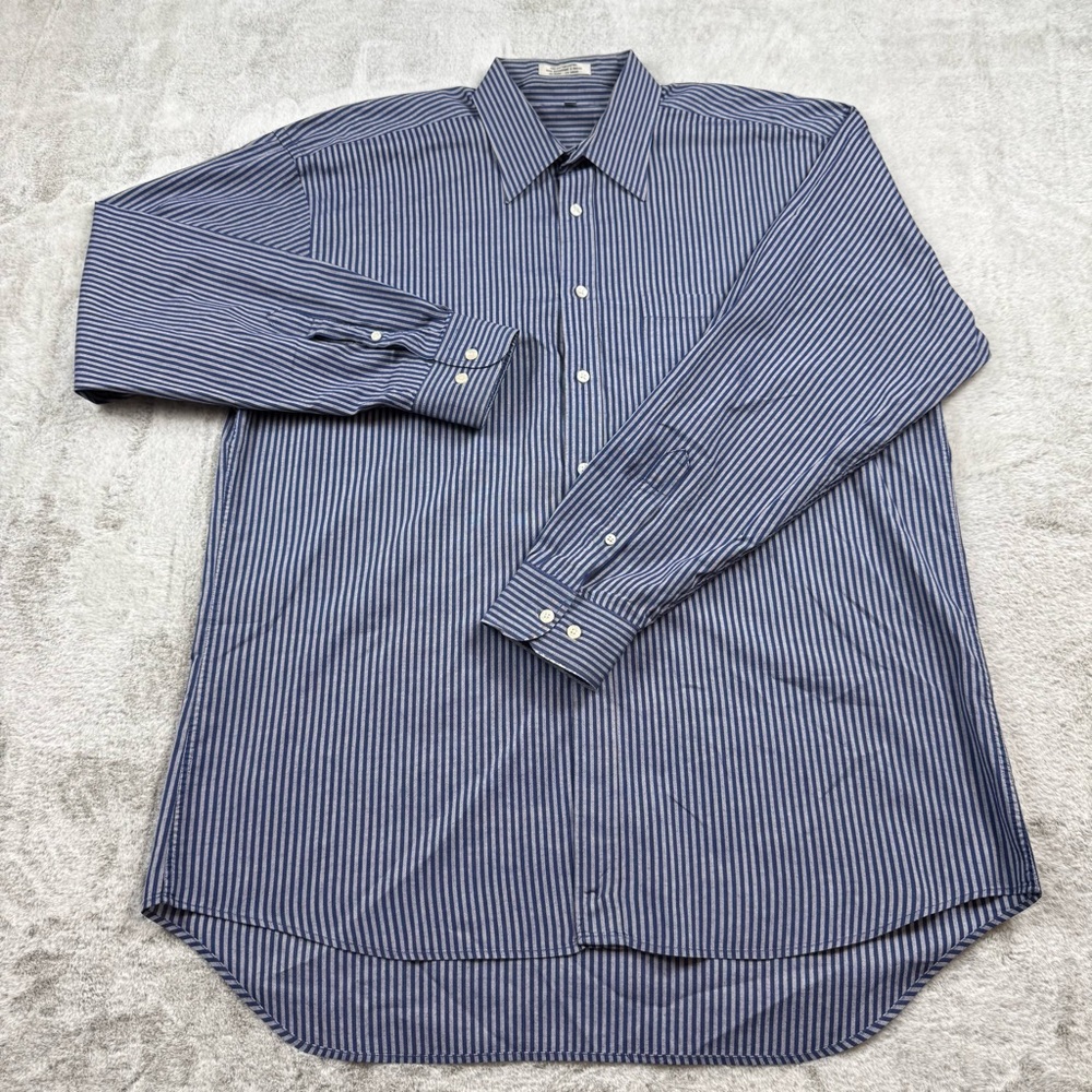VTG Cristian Dior shirt men’s size 17 34-35 blue striped button up long sleeve